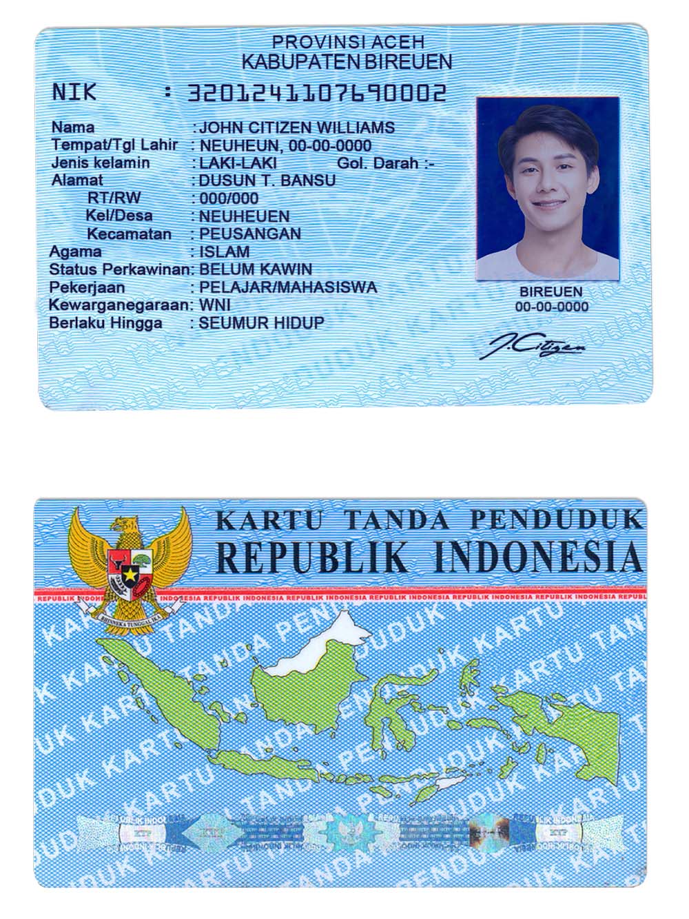 东南亚 | Indonesia印度尼西亚/印尼ID卡/身份验证卡photoshop/PS/PSD模板(V2)