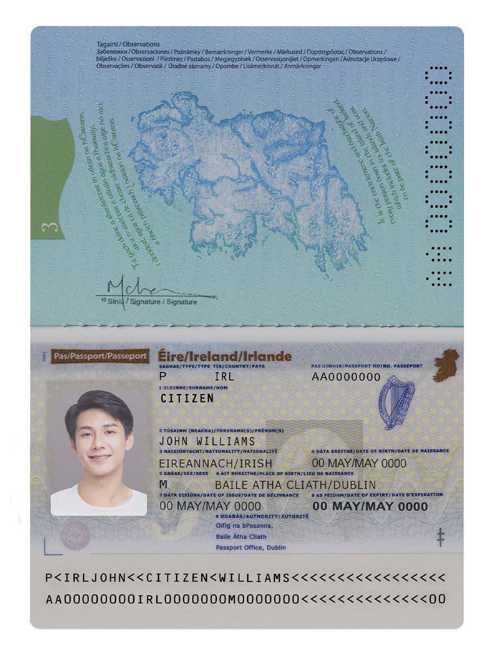 欧盟| Ireland Passport爱尔兰新版护照PS/PSD模板(V2高清版)