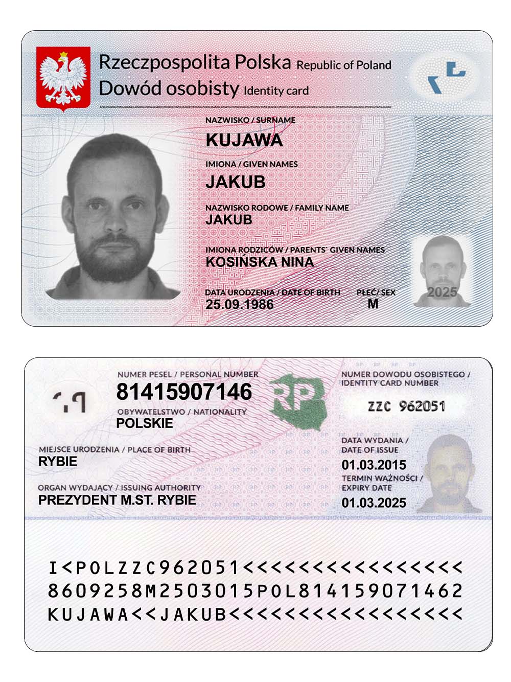 欧盟 | Poland ID Card 波兰ID/身份证卡photoshop/PS/PSD模板(V2)