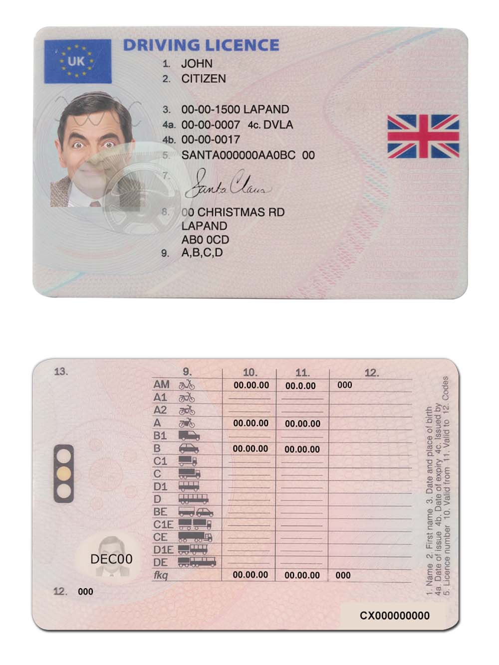 欧洲|UK/England DL英国驾照/驾驶证ps/photoshop/PSD模板(V2)