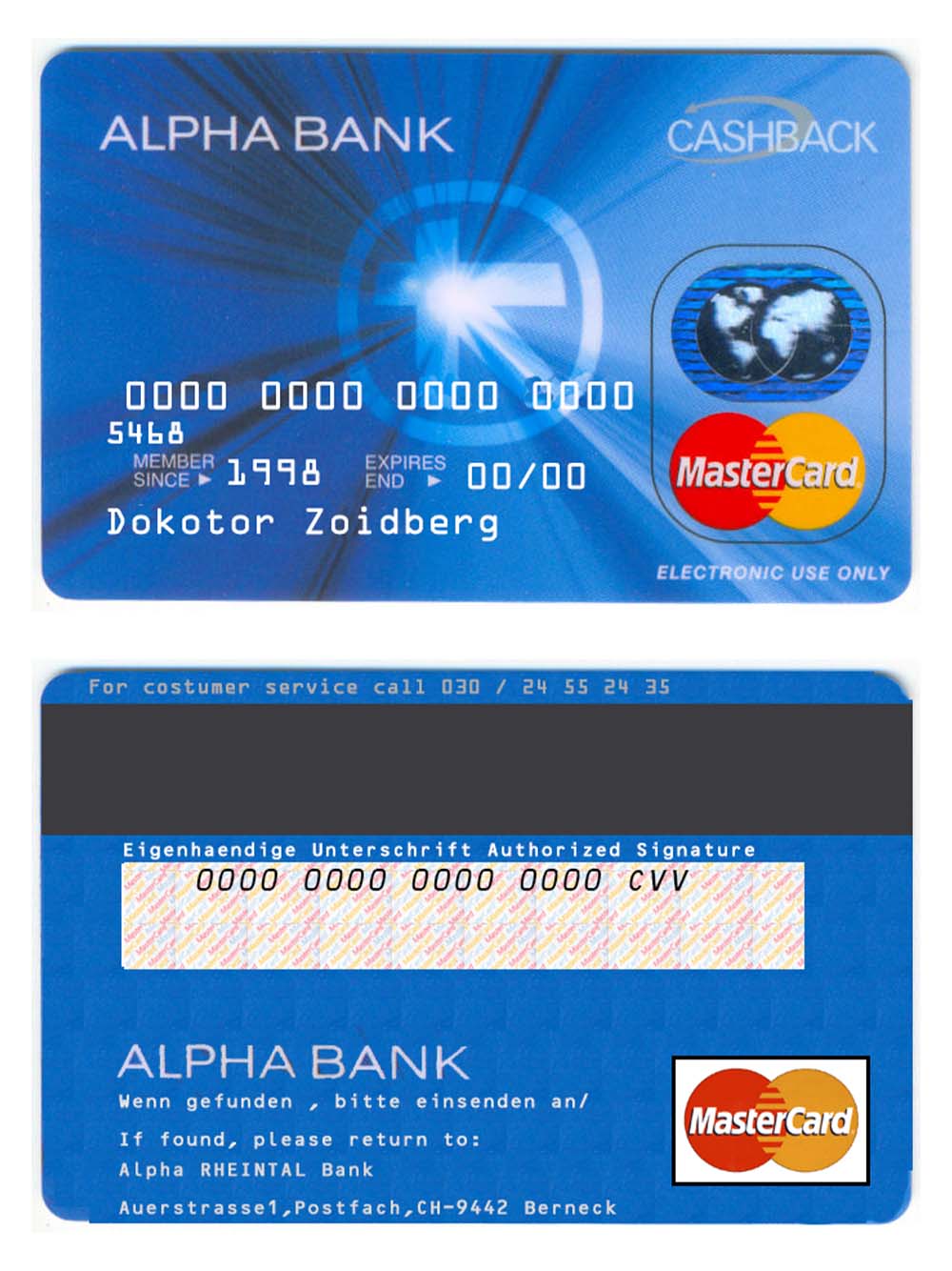 Mastercard Alpha Bank Credit Card阿尔法银行万事达信用卡PS/PSD模板