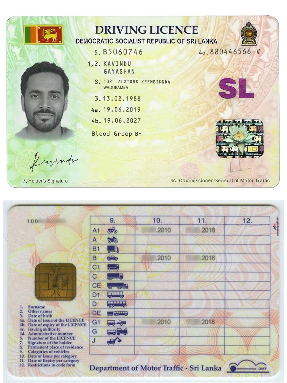 南亚| Sri Lanka DL斯里兰卡驾照/驾驶证PS/PSD模板(V1)