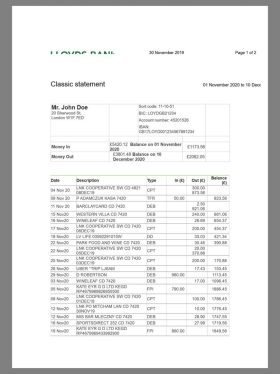 英国UK|USA Lloyds Bank Statement银行账单/KYC地址证明word模板