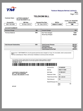东南亚|Malaysia Telekom Mobile Invoice马来西亚话费账单psd/ps模板