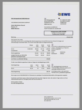 欧盟|Germany EWE Energy Utility Bills德国水电费账单PSD/PS模板